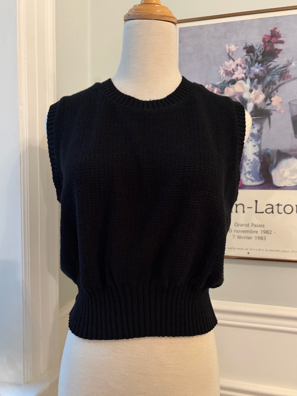Vintage Black Sleeveless Knit Tank Top